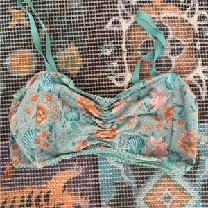 Spell Seashell Teal and Peach Floral Bra